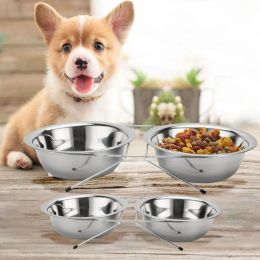 Feeding New Stainless Steel Feeding Food Dish Double Bowls Pet Tableware Dog Bowl With Stand Pet Bowl