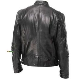 Autumn Winter Leather Jacket Men Coats Stand Collar Zipper Black Motor Biker Motorcycle Leather Jackets Designer Jacket for Man 988