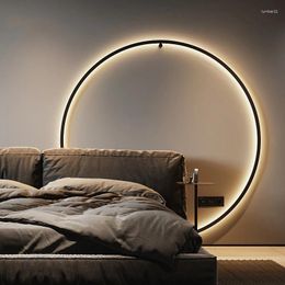 Wall Lamp Copper Ring LED Modern Foyer Living Room Lighting Fixtures Gold Black High Quality Sconce Plug With Switch