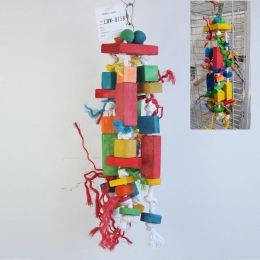 Toys Bird Toys, Parrot Chewing Toy, Multicoloured Wooden Blocks Tearing Toys for African Grey Cockatiel Conure Cockatoo and Medium Ama