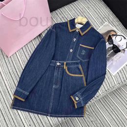 Men's Tracksuits designer brand 2024 Early Spring New Nanyou Miu Denim Contrasting Deer Skin Velvet Edge Lapel Shirt+high Waisted Small a Skirt Set 929F