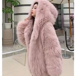Fur Korea Women Faux Fur Coats Fox Fur Jacket Winter 2023 Suit Collar Loose Casual Female Thick Warm Overcoat Furry Clothes xy181