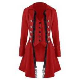 Trench Women Chirstmas Costumes Vintage Suit Jacket Long Vintage Steampunk Retro Tailcoat Button Breasted Gothic Victorian Frock Coat