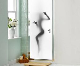 2 PCSSet Horrific Shadow Door PVC Wall Sticker Waterproof Bathroom Glass Door Mural Sticker Halloween Decoration 9368522