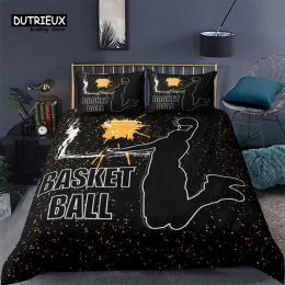 Set Luxury 3D basketball Print Home Living Comfortable Duvet Cover Set Pillowcase Kids Bedding Set Queen and King EU/US/AU/UK Size Sheer Curtains