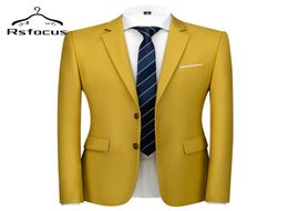 Rsfocus Dark Yellow Casual Blazer Men 2021 Fashion Stylish Solid Wedding Party Outwear Prom Dress Male Formal Blazers XZ084 Men01440131