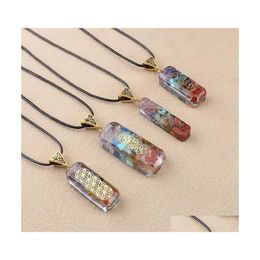 Pendant Necklaces Reiki Healing Colorf Chips Stone Chakra Orgone Energy Resin Necklace Amet Orgonite Crystal Carshop2006 Drop Delive Dhotr