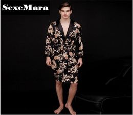 Luxurious Sexy Male Kimono Mens Silk Satin Pajamas for Men Bathrobe Gold Dragon Sleepwear Dressing Gowns Pijama Hombre D7AE63 C13000585