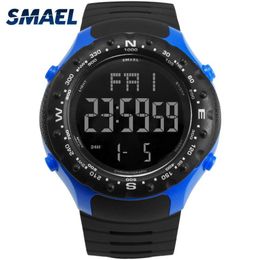 Sport Watch for Men 5Bar Waterproof SMAEL Watch S Shock Resist Cool Big Men Watches Sport Military 1342 LED Digital Wrsitwatches245a