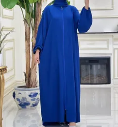 Casual Dresses Women's Long Dress 2024 Spring And Summer Solid Abaya Prayer Headband Robe Clothing Zipper Temperament Commuting Style