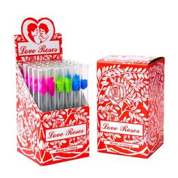 Love Rose Pipe Glass Tube With Flower Inside 10cm Smoking Tobacco Pipe Straight Hand Pipes Coloured Hookah Smoke Accessories Box Pack