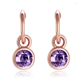 Stud Earrings Garilina Fashion Rose Gold Plated Dangle Jewelry Purple Cubic Zirconia For Women Luxury
