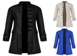Mens Clothing Mediaeval Trench Coats 2019 Retro Mens Gothic Jacquard Brocade Steampunk Stand Collar Long Sleeve Mens Long Coats Out8526966