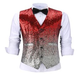 Men Shiny Sequin Suit Vest Fashion Slim Fit Business Dress Suit Vest Mens Suit Prom Wedding Waistcoat Custom Made Groomsmen Vest1407103