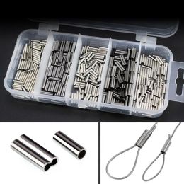 Tools 500PCS Copper Tube Connector Fishing Line Crimping Sleeves Pipe Connector Double Single Steel Wire Clip Tube Kit Fishing Gear