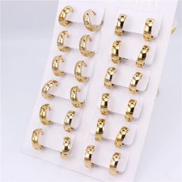 Diameter 12mm15mm17mm20mm multiple sizes buckle earrings Fashion Women Stainless steel earrings 4mm wide 12 pairs/piece SL100 240227