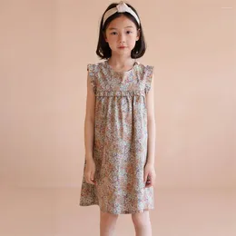 Girl Dresses Children Clothes Summer Kids Princess For Teenager Girls Cotton Japanese Ruffle Floral Print Dress Sleeveless Vest