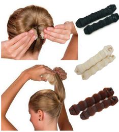 2pcsset Women Hair Styling Former Magic Sponge Bun Maker Donut Ring Shaper Foam Braider Tool For Girl039s DIY Hair Style2977503