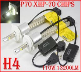 EMS 2 Set H4 HB2 9003 P70 Cre 110W 13200LM LED Headlights Auto Conversion Kit XHP70 CHIPS Fanless Driving Headlamps HiLow Beam S4144959