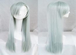 The Seven Deadly Sins Elizabeth Liones 80cm Long Gray Cyan Cosplay Hair Wig S0249727488