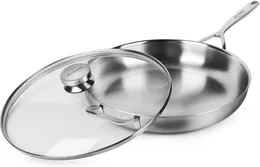 Pans 5-Plus 12.5" Fry Pan Skillet With Glass Lid - 5-Ply Stainless Steel