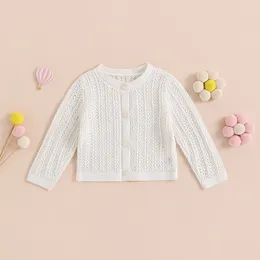 Jackets Toddler Baby Girls Knit Cardigan Cute Long Sleeve Round Neck Solid Colour Button Down Sweater Outwear