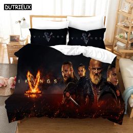 Set 3D Printed Viking Legend Bedding Set Down Quilt Cover With Pillowcase Double SIngle King Sheer Curtains