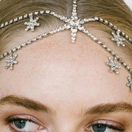 Hair Clips Head Chain With Metal Rhinestones Rhinestone Bridal Chains For Women Retro Tiara Hexagon Pendant Multi Layer Princess