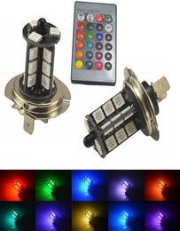 2x 9005 9006 H11 H7 1156 RGB LED Auto Car Headlight 5050 LED 27 SMD Fog Light Head Lamp Bulb With Remote Control Styling1652060