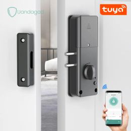 Control Tuya App Remote Control Automatic Ic Card Motor Lock Invisible Keyless No Drill Hole Installation for Wooden Door