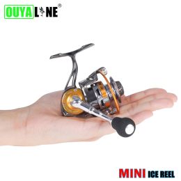 Reels All Metal Mini Winter Ice Fishing Reel Small Spinning Reels 3+1BB 4.3:1/5.0:1 Drag 6.5kg Carp Raft Fishing Wheel Saltwater Gear