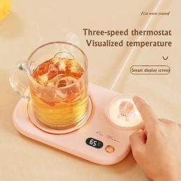 Tools Lovely Cat 3 Gear Temperature 8 Hours Autooff Coffee Milk Water Mug Warmer Heating Cup Coaster Mat with Night Light Cup Heater