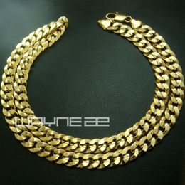 18k yellow gold GF mens womens solid chain Necklace w curb ring link N2222785