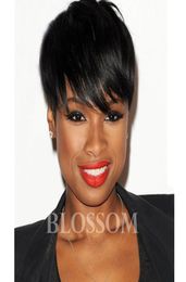 Brazilian Human hair Straight Pixie Cut cheap short human hair wigs full density front bob lace wigs for black women1709119