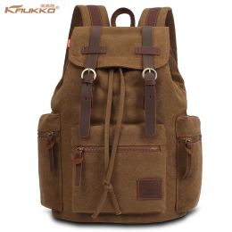 Backpack KAUKKO Canvas Backpack Shoulders Bag Zipper Antiscratch Sport Travel Bag Laptop Backpack Schoolbag Knapsack Rucksack