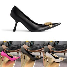 Soft Calfskin Slingbacks Pump Designer Shoes Pointed Toe 8.5cm Flex Heels Women Shoes Hollowe Out Design Front Luxury Gold Hardware Slides On Pumps Top Mirror Quality