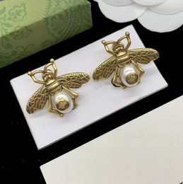 Fashion Stud earrings brass material 925 silver needles anti-allergic bee luxury brand earring ladies weddings parties gifts exquisite jewelry