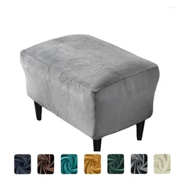 Chair Covers Velvet Elastic Ottoman Stool Cover Stretch Dustproof Footstool Rectangular Soft Footrest Slipcovers Furniture Protector