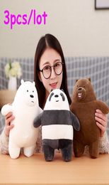 3pcslot 30cm Kawaii We Bare Bears Plush Toy Cartoon Bear Stuffed Grizzly Grey White Bear Panda Doll Kids Love Birthday Gift LA0288065472