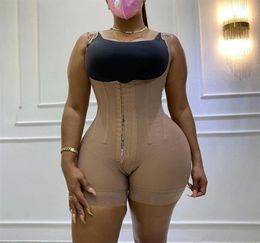 Women039s corset Bodyshaper High Compression Garment Abdomen Control Double Bodysuit Waist Trainer Open Bust Fajas 2203115527329