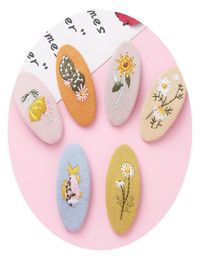 Korean Simple Embroidery BB Clip Headband For Children Sweet Girl Children039s Hairpins Baby Hair Clips Baby Girl Hair Accessor5423616