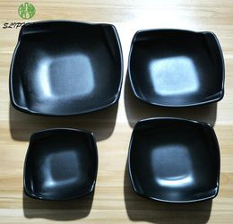 4567 Inch Black Frost Square Soup Bowl Restaurant el Tableware A5 Melamine Ware Imitation Porcelain Dinnerware7697871