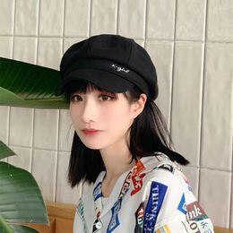 Berets H3552 Women Beret Hat Female Autumn Winter Warm Fashion Knitted Cap Korean Pure Colour Harajuku Retro Simple Painter Student Hats