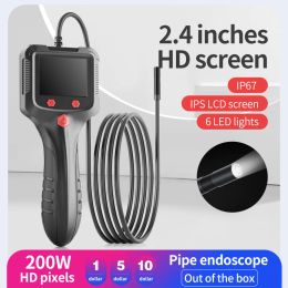 Control Industrial Endoscope Camera 2.4 Inch Ips Screen Hd 1080p Led Light 30m Sewer Inspection Borescope Waterproof Detector Borescope