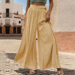 Women's Pants Wide-leg Loose Fit Stylish Lace-up High Waist Wide Leg Culottes For Women A-line Printed Ankle Length Trousers