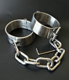 Heavy Stainless Steel Handcuffs Ankle Cuff Lockable Fetish Bondage Bdsm Hand Cuffs Restraints Adult Games Sex Toys for Women Men Y3308989