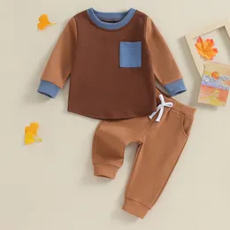 Clothing Sets Toddler Baby Boy Girl Outfit Color Block Long Sleeve Pullover Sweatshirt Pants 2Pcs Fall Winter Clothes