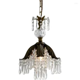 Pendant Lamps French Idyllic Vintage Dining Room Crystal Chandeliers American Second-hand Bedside Cloakroom Aisle Entryway Brass