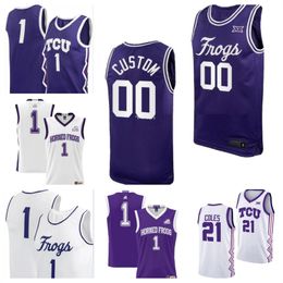 TCU Horned Frogs 21 JaKobe Coles 12 Xavier Cork 1 Isaiah Manning 2 Emanuel Miller basketball jersey 44 Essam Mostafa 5 Chuck O'Bannon Jr. 41 Jace Posey 8 Ernest Udeh Jr.