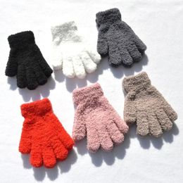 Men's Vests Children Gloves Winter Kids Coral Fleece Thicken Baby Plush Furry Full Finger Mittens Soft Keep Warm For 5-11Years Old